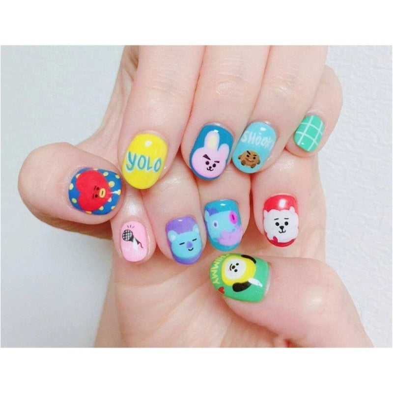 BTS Nail Stickers - Colorful Nail Art Decals
