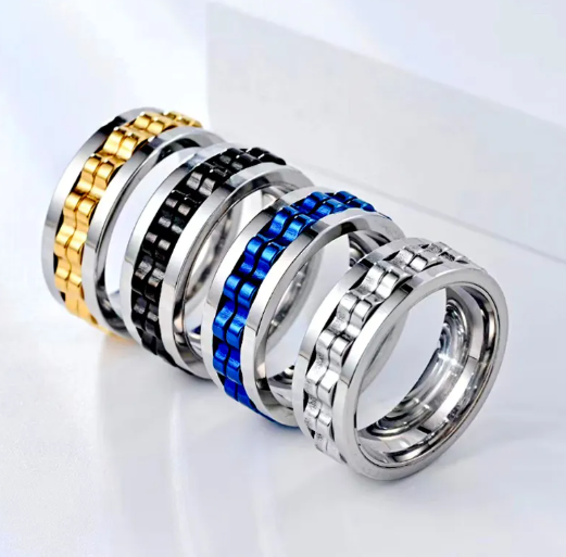 Anillo giratorio de titanio para hombre
