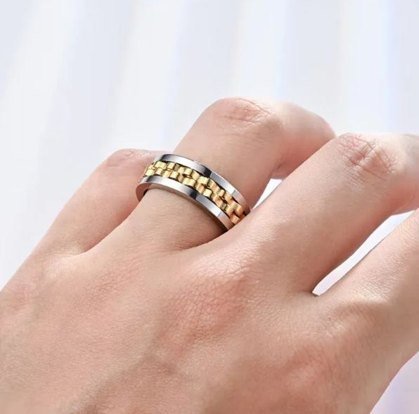 Anillo giratorio de titanio para hombre