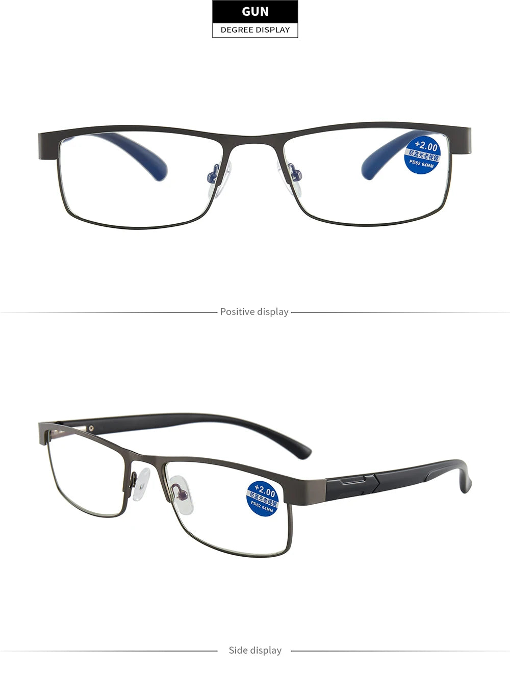 High Quality Stainless Steel Reading Glasses Men Women Fashion Presbyopic Eyeglasses Business Hyperopia Anti Blue Light Eyewear