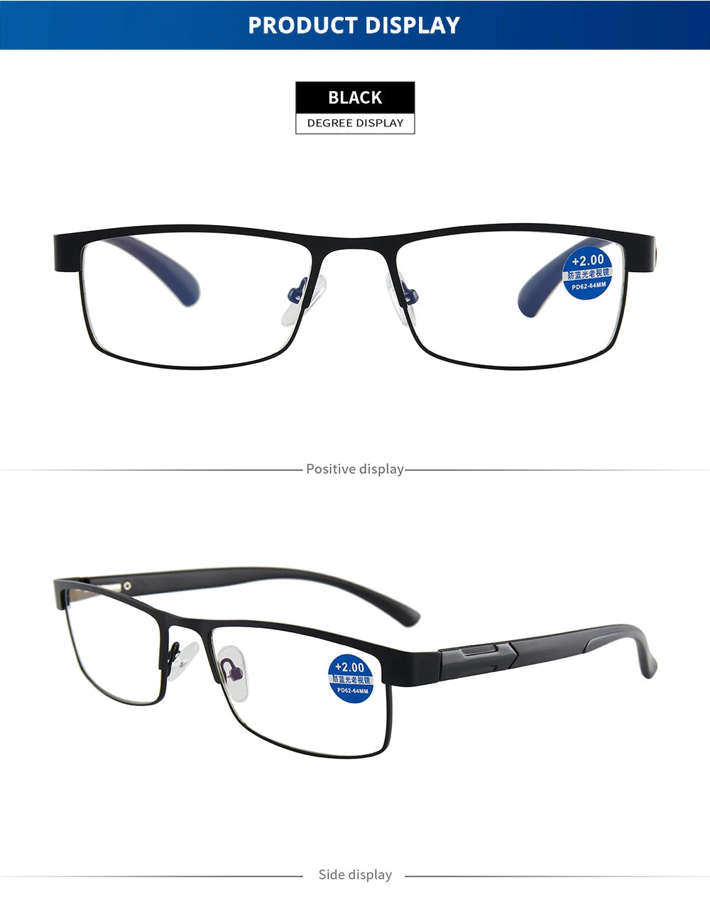 High Quality Stainless Steel Reading Glasses Men Women Fashion Presbyopic Eyeglasses Business Hyperopia Anti Blue Light Eyewear