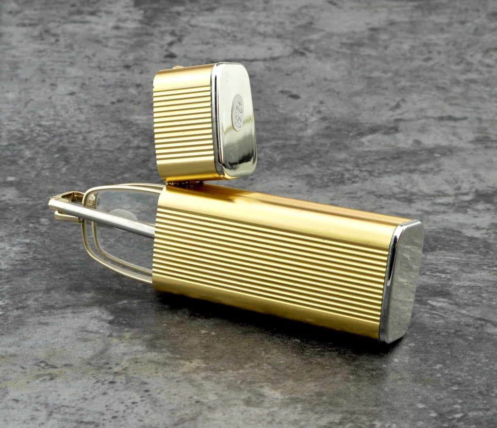 Glasses Material Lenses Foldable Antenna Reading Glasses with Golden Case +0.75 +1 +1.5 +1.75 +2 +2.25 +2.5 +2.75 +3 +3.5 +4