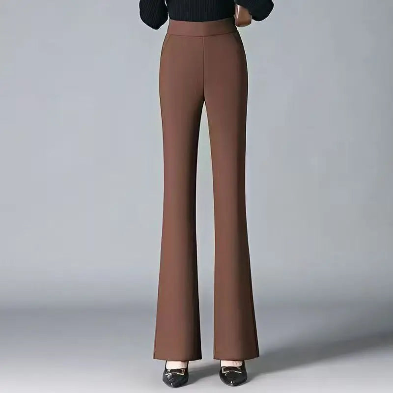 Black Boot-cut Trousers Women Spring Summer Thin New Style Cool Slim Casual Flared Trousers Small People