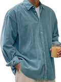 New Corduroy Shirt Men Long Sleeve Trendy Casual Loose Thick Autumn Winter Shacket Male Outerwear