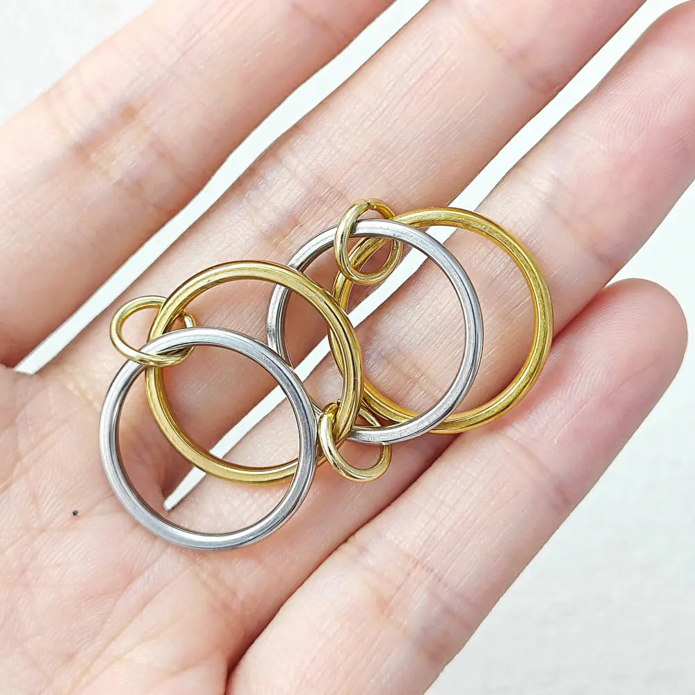 Stainless Steel Stack Rings Kit For Women Simple Four-pieces Link Chain Spinelli Ring Designer T Show Cocktail Party Jewelry