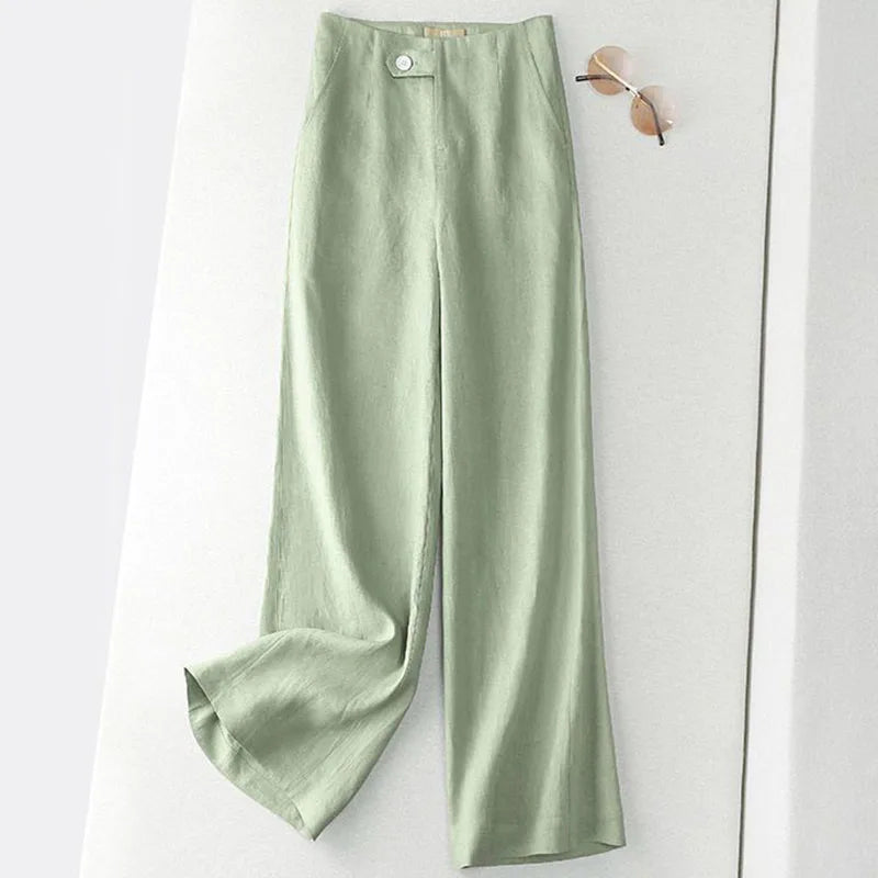 Oversize Linen Wide Leg Pants Womens Casual Straight Pantalones Spring Korean Fashion Spodnie Loose High Waist Trouses New
