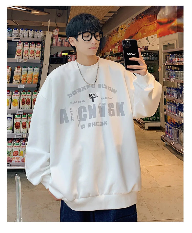 2025 Oversize Hoodies Men Fashion New Loose Pullover O-neck Youthful Vitality Letter Print Long Sleeve Streetwear Tops S-3XL