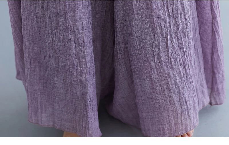 Cotton Linen Wide Leg Pants for Women Summer Casual Loose Pants High Waist Big Swing Skirt Capris Women Clothing PT-565