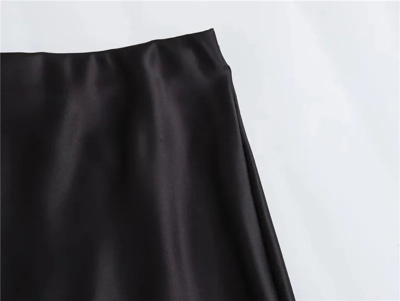 MUJER Woman 2026 Satin Skirt Women High Waist Long Skirts For Women Summer Black Midi Skirt Woman Office Elegant Women's Skirts