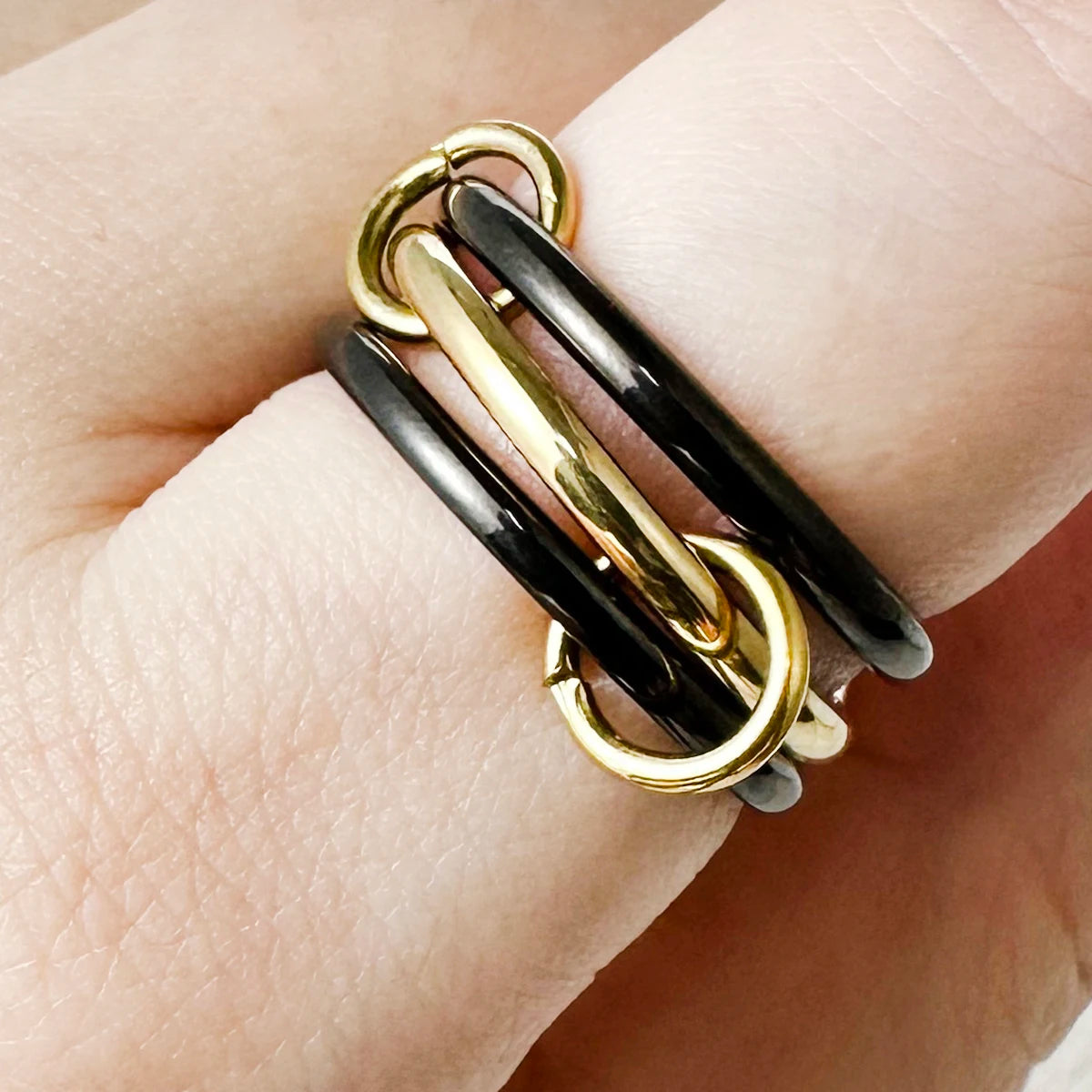INS 3pcs Multi Layers Rings Stack Set Black Gold Double Color Stainless Steel Stacking Ring Simple For Women Trendy Jewelry Gift