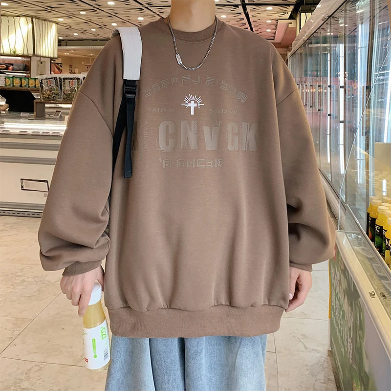 2025 Oversize Hoodies Men Fashion New Loose Pullover O-neck Youthful Vitality Letter Print Long Sleeve Streetwear Tops S-3XL
