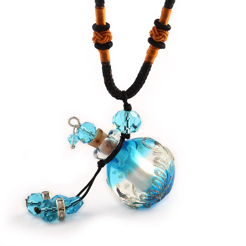 Baroque Aromatherapy Essential Oil Bottle Geometric Pendants Glazed Women Fashion Fried Dough Twists Chain Necklace Jewelry