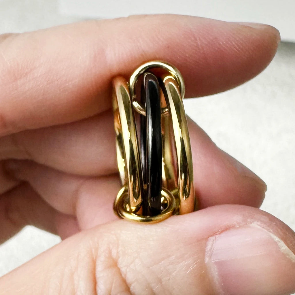 INS 3pcs Multi Layers Rings Stack Set Black Gold Double Color Stainless Steel Stacking Ring Simple For Women Trendy Jewelry Gift
