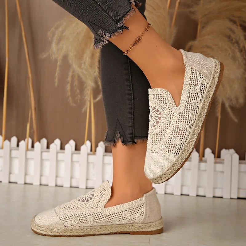 2025 New Weave Mesh Flats Shoes for Women Casual Breathable Trends Sneaker Fashion Comfort Autumn Shoes Walking Shoes