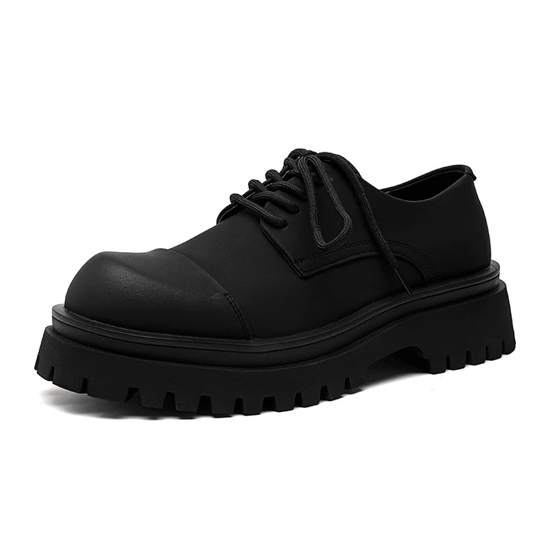 New Shoes Thick Sole Japan Korean Streetwear Casual Leather Shoes For Man Business Fashion Vintage Hipster Wedding Leather Shoe