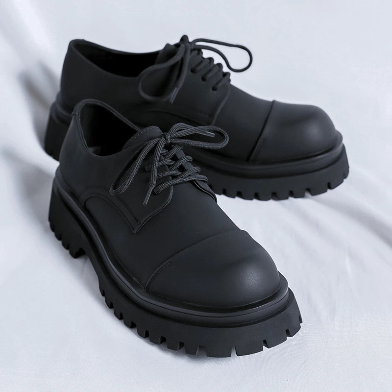 New Shoes Thick Sole Japan Korean Streetwear Casual Leather Shoes For Man Business Fashion Vintage Hipster Wedding Leather Shoe