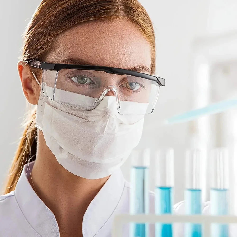 2Pcs Clear Work Goggles with Adjustable Straps – Lightweight, Anti-Fog, UV Blocking for Lab, DIY, Outdoor & Daily Use