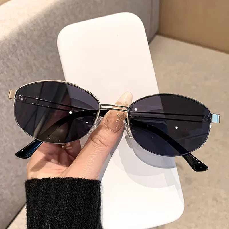 Glasses for Woman, Man Sunglasses – Oval Metal Frame UV400 Sunglasses, Fashionable Outdoor Sun Glasses