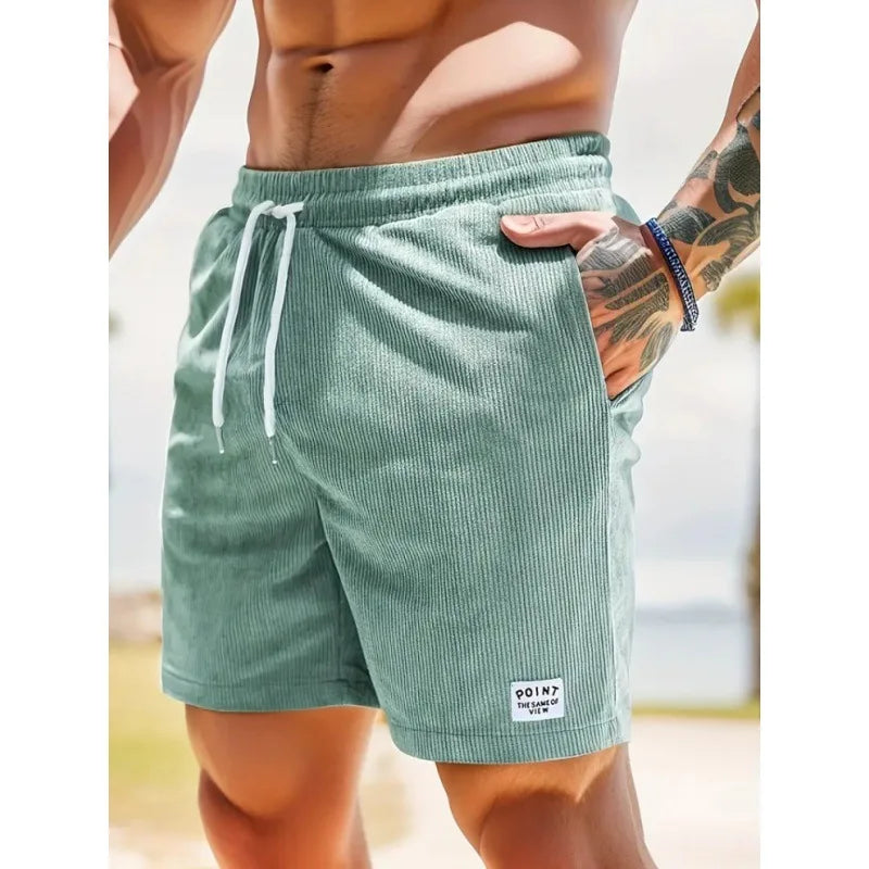 Men's Corduroy Shorts Summer Casual Sports Pants Minimalist Streetwear Elastic Waist Quick Dry Outdoor Shorts