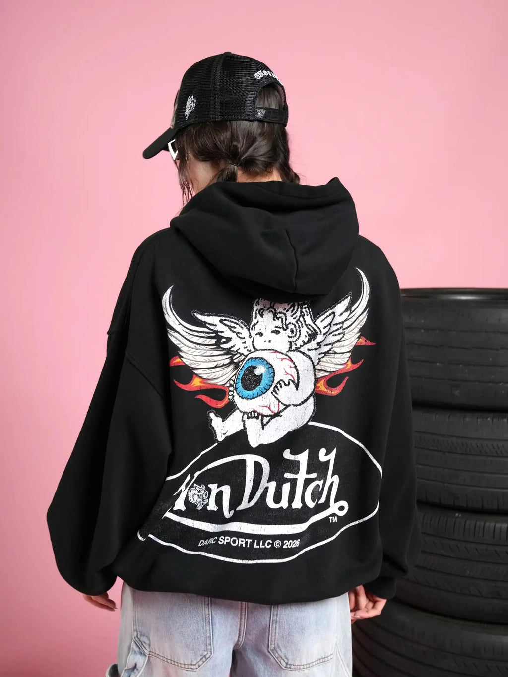 NEW Men Oversized Hoodies Eye Wings Wolves Print Vintage Heavyweight Pullover Streetwear Gothic Loose Hip Hop Hooded Sweatshirts