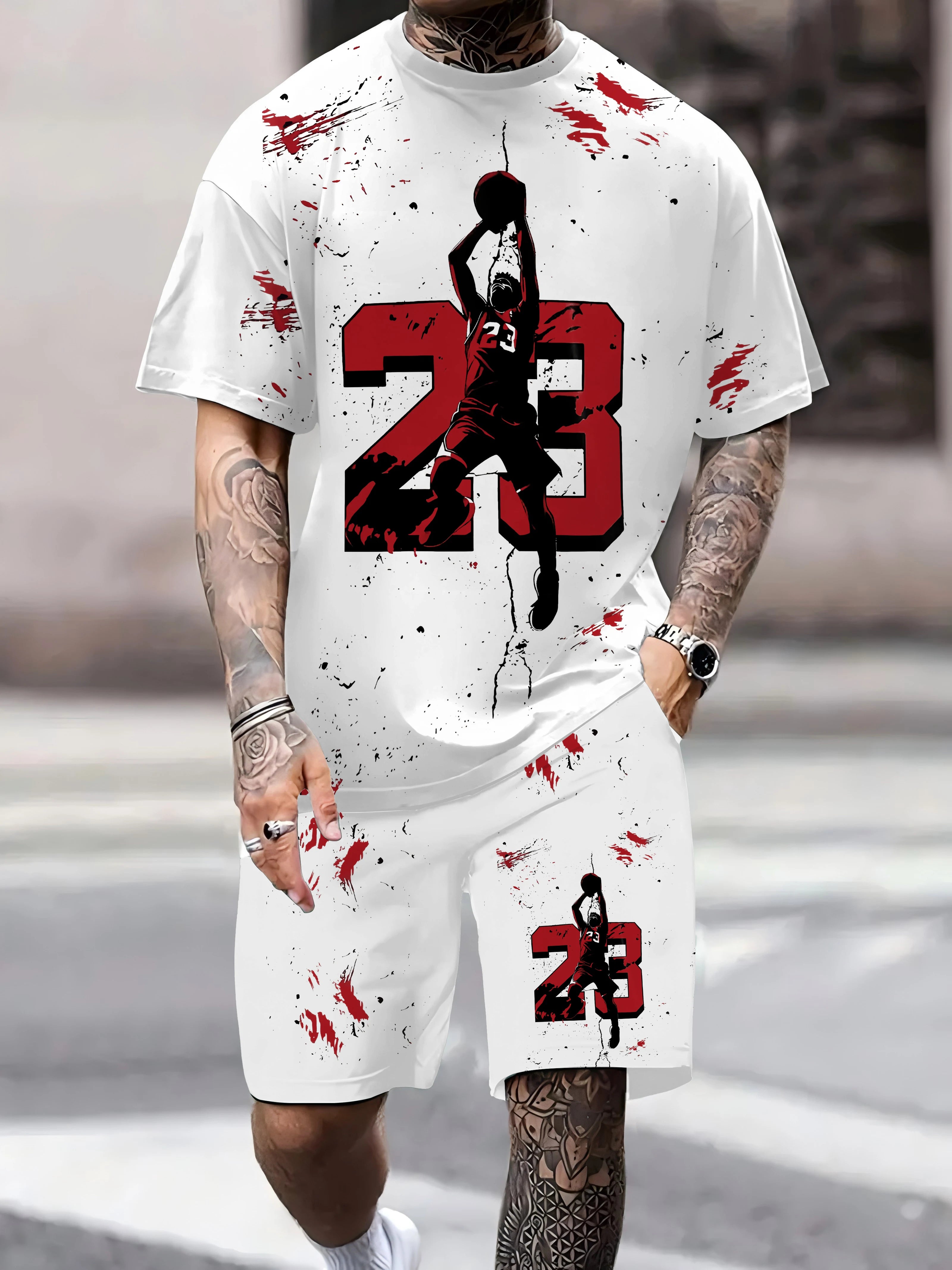 Summer 2025 New men's suit 3D printed casual sportswear polyester men's wear