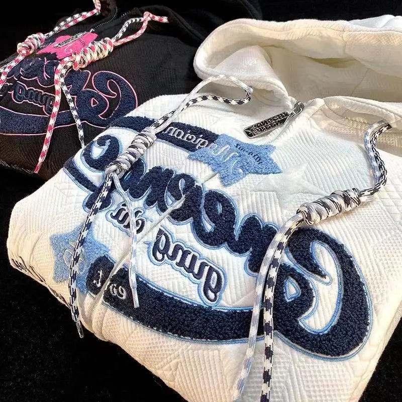 Oversized Hoodies Y2k Men Streetwear Spring Autumn knited jackets Embroidery Women Sweatshirt y2k Hoodies Kakazzy Cardigan
