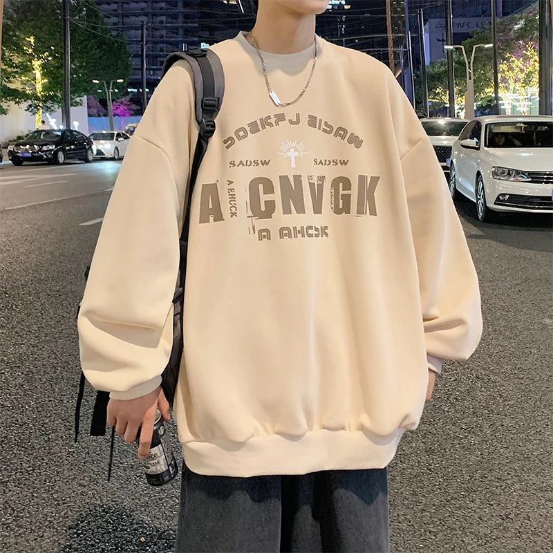 2025 Oversize Hoodies Men Fashion New Loose Pullover O-neck Youthful Vitality Letter Print Long Sleeve Streetwear Tops S-3XL