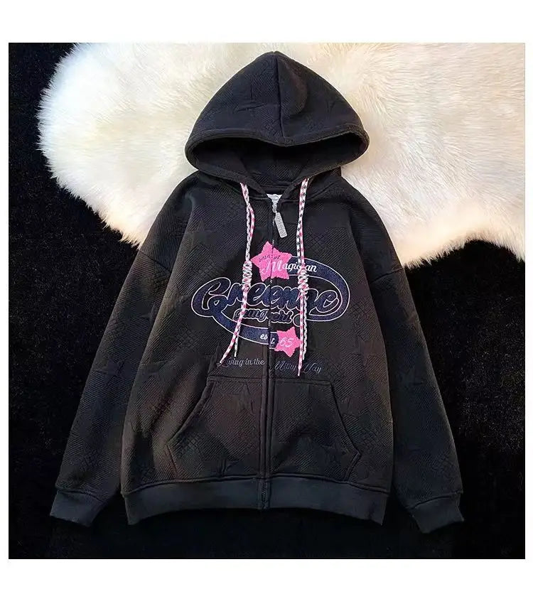 Oversized Hoodies Y2k Men Streetwear Spring Autumn knited jackets Embroidery Women Sweatshirt y2k Hoodies Kakazzy Cardigan