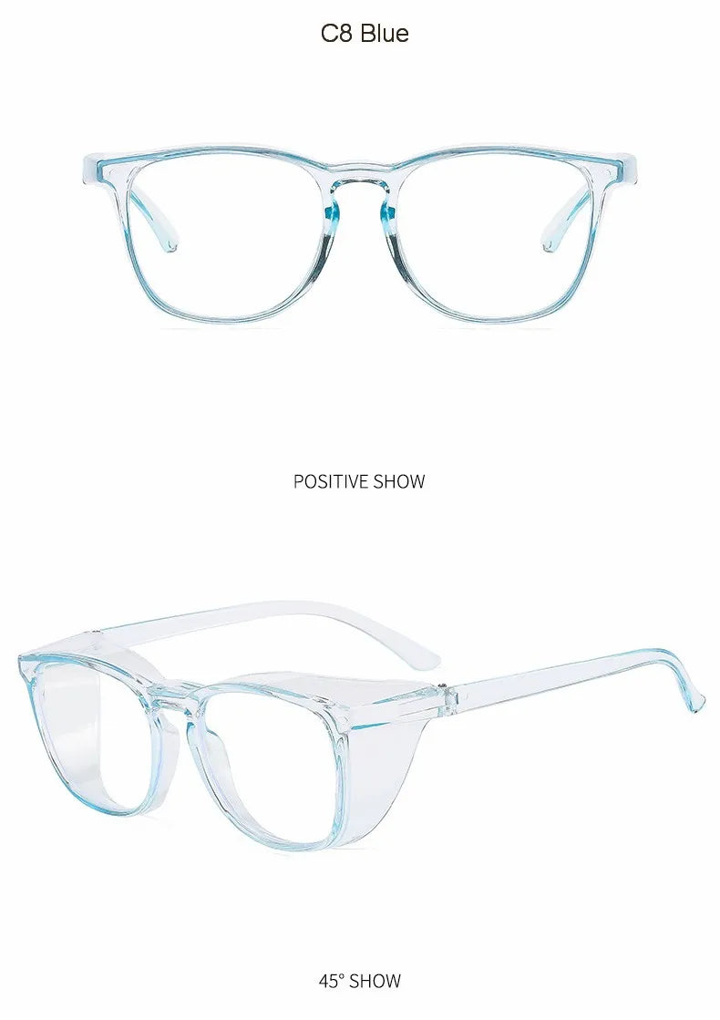 Clear Safety Glasses Women Square Anti Fog Blue Light Blocking Glasses Scratch Resistant Work Glass For Men & Nurse