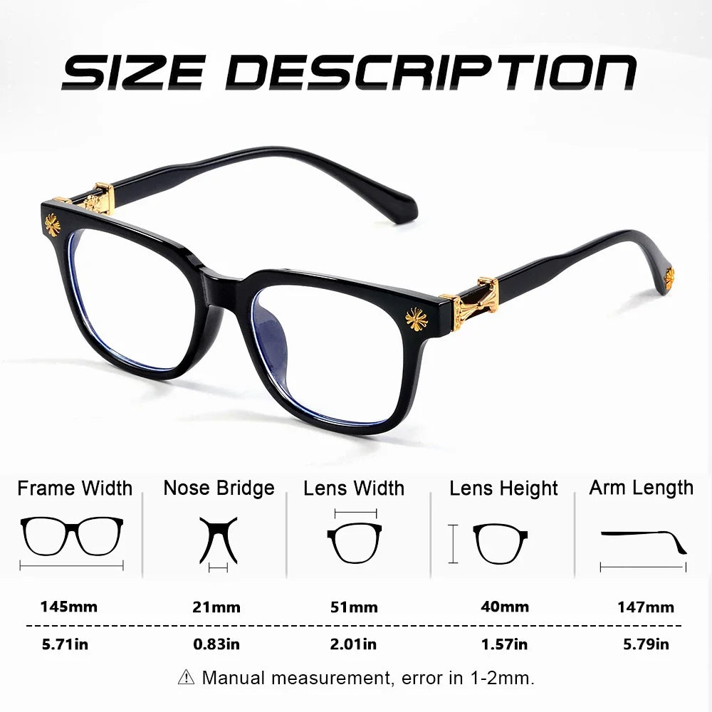 2pcs Classic Square Anti Blue Light Glasses Reading Books Vintage Glasses Women and Men Prescription Glasses Computer Eyeglasses