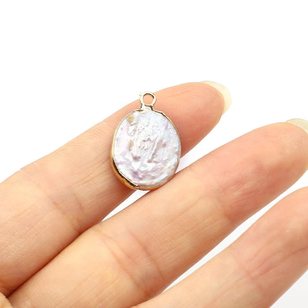 2pc Natural Baroque Pearl Pendants Gold Plated Oval Shape Baroque Charms for Trendy Jewelry Making Diy Earrings Accessories