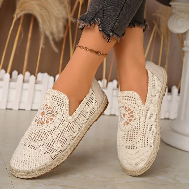 2025 New Weave Mesh Flats Shoes for Women Casual Breathable Trends Sneaker Fashion Comfort Autumn Shoes Walking Shoes