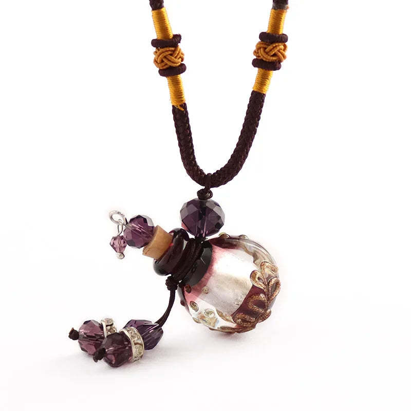 Baroque Aromatherapy Essential Oil Bottle Geometric Pendants Glazed Women Fashion Fried Dough Twists Chain Necklace Jewelry
