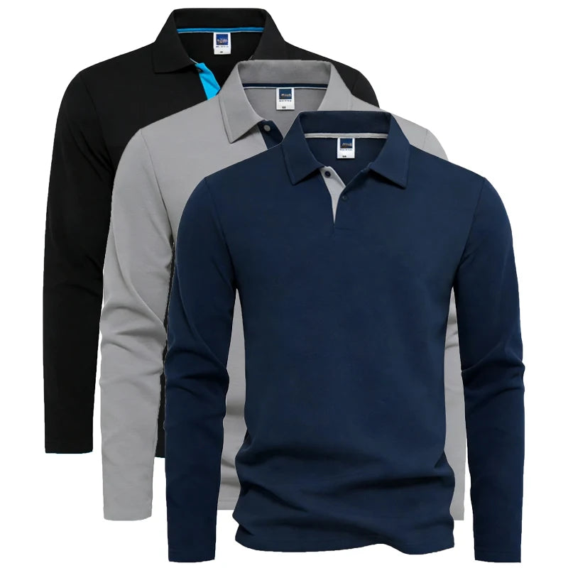 95% Cotton Long Sleeve T Shirts Men Casual Brand Homme Clothing Hombre Tee Tops Fashion Tshirt Black White Polo T-Shirts For Men