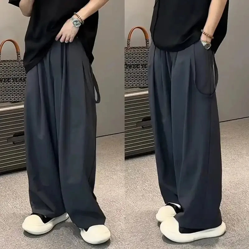 Men's Trendy Casual Trousers New Thin Style Summer Simple Drapey Versatile Trousers Loose