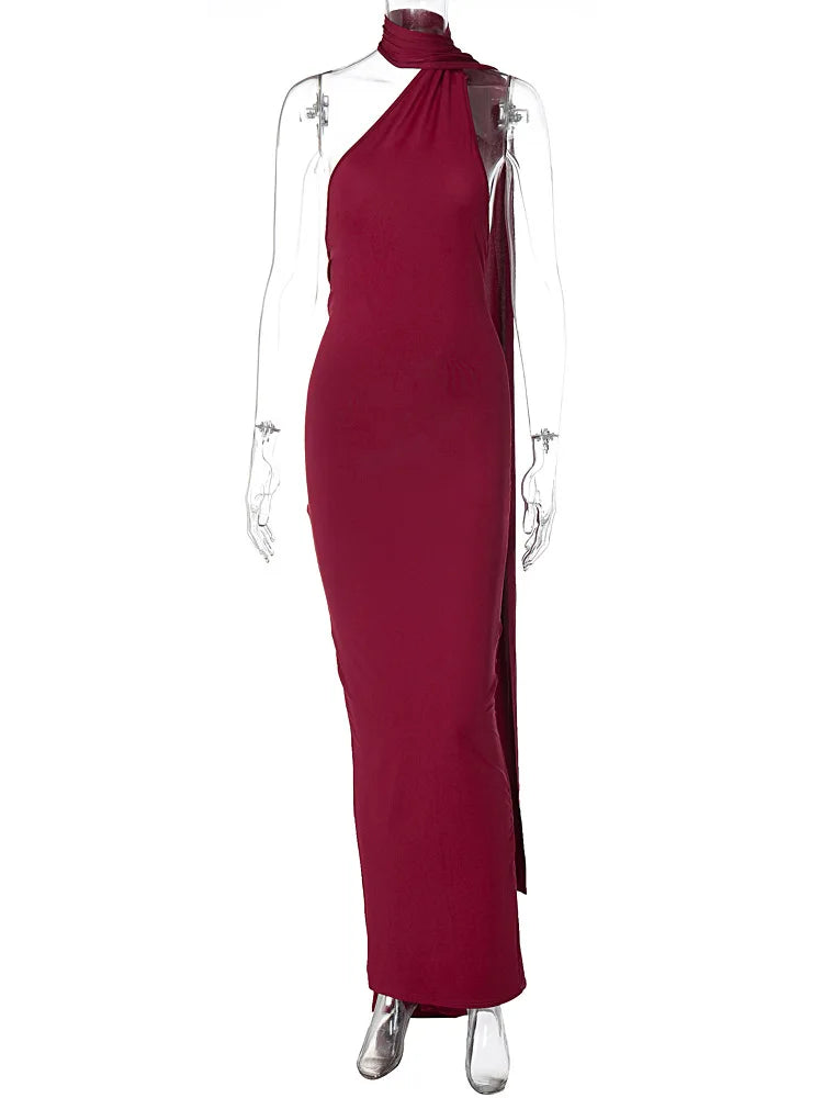 Sexy Backless Bodycon Long Dress Women's Halter Curvy Maxi Dresses Summer Evening Party Birthday Black New Summer White Burgundy