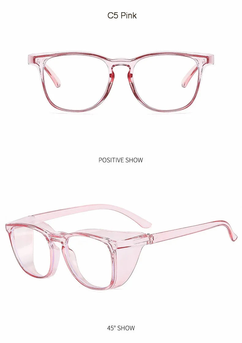Clear Safety Glasses Women Square Anti Fog Blue Light Blocking Glasses Scratch Resistant Work Glass For Men & Nurse