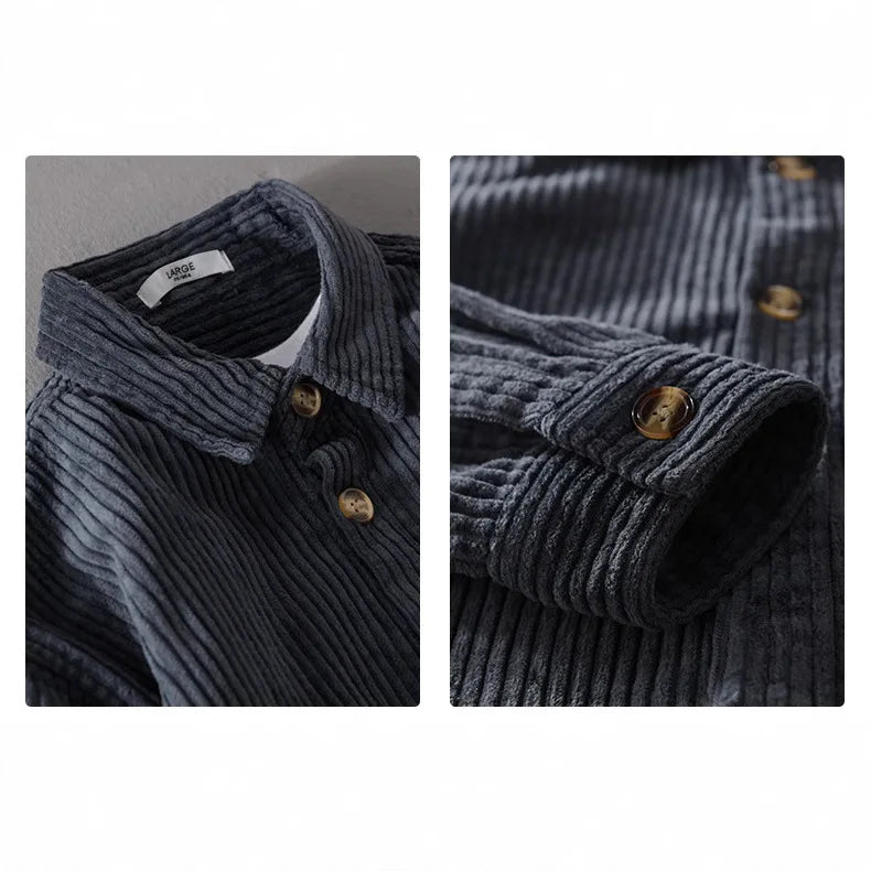 Men's Retro Corduroy Casual Shirt Jacket New Men's Corduroy Long Sleeve Shirt Jacket Casual Fashion Streetwear Lapel Coat