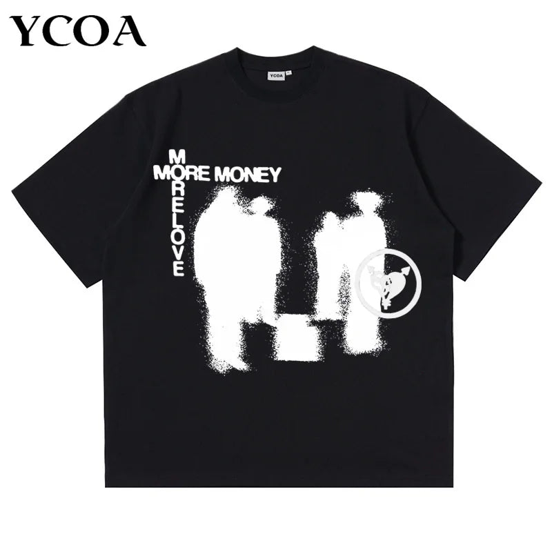 Oversized T-Shirt Men Retro Streetwear Graphic Korean Fashion Cotton Tee Harajuku Vintage Hip Hop Short Sleeve Tops Y2k Clothing
