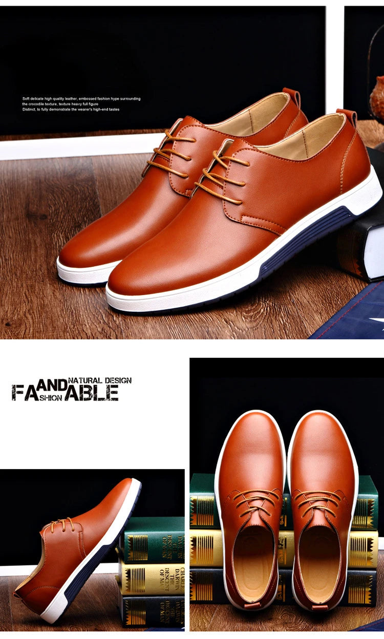 Fashion Men Casual Shoes Mesh Breathable Flat Shoes Male 2025 New Lace-Up Classic Business Leather Shoes designer Men Dress Shoe