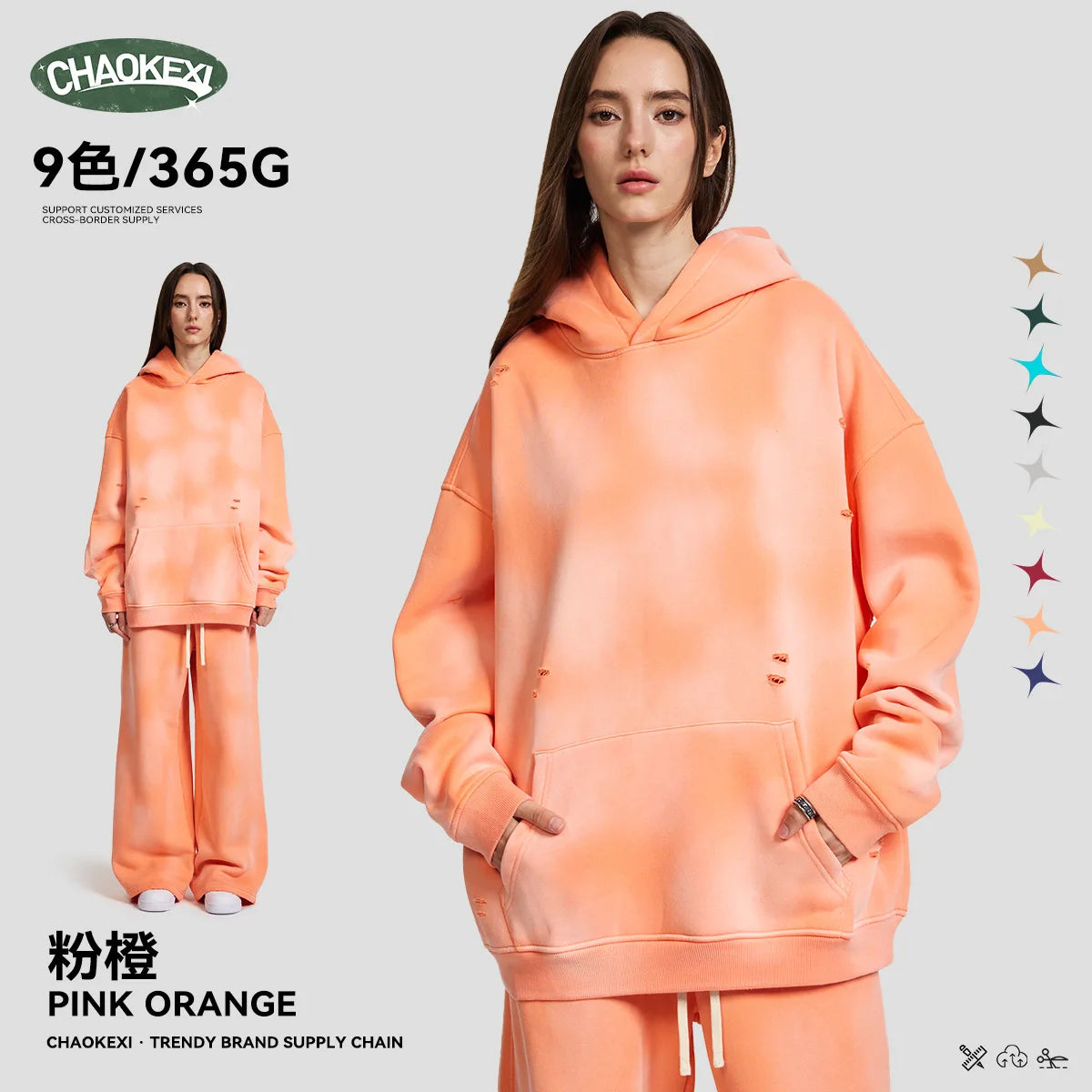 Oversized Hoodies Men Vintage Streetwear Acid Wash Ripped Hoodie Heavyweight Fleece Sweatshirt Pullover Thickened Winter Clothes