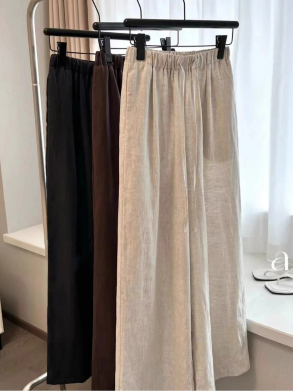 High Waist Cotton Linen Women Wide Leg Pants 2025 Summer Thin Loose Casual Pants Harajuku Solid All Match Straight Trousers