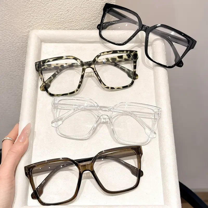 1Pc/2Pcs/3Pcs/4Pcs Elegant, Simple and Stylish Geometric Glasses with Transparent Lenses, Suitable for Daily Office Reading