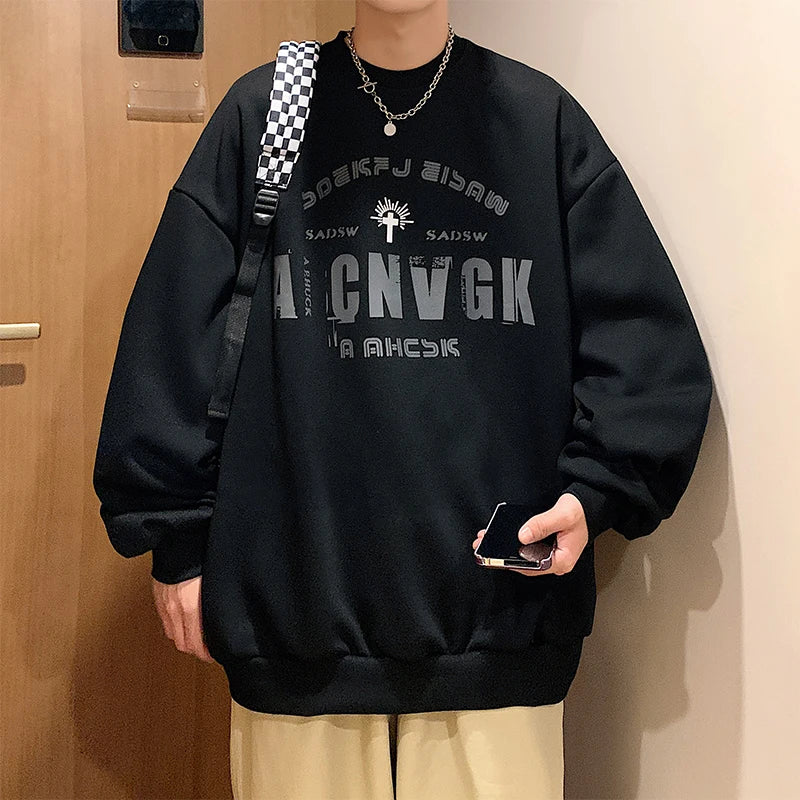 2025 Oversize Hoodies Men Fashion New Loose Pullover O-neck Youthful Vitality Letter Print Long Sleeve Streetwear Tops S-3XL