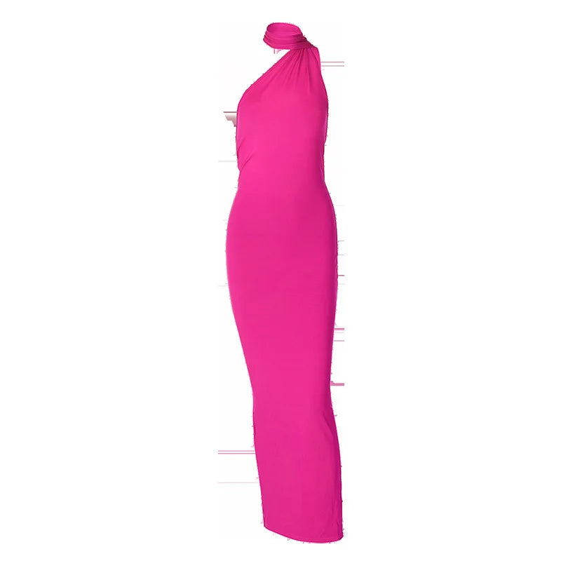 Sexy Backless Bodycon Long Dress Women's Halter Curvy Maxi Dresses Summer Evening Party Birthday Black New Summer White Burgundy