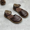 Soft Leather Women's Flat Shoes Retro Handmade Comfortable  2025 Summer Genuine Leather Fashion Black Casual Sandals Ladies