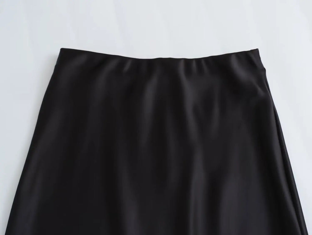 Satin Skirt Woman High Waist Elegant Long Skirts For Women Fashion Summer Midi Skirt Office Women's Skirts