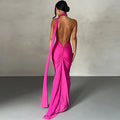 Sexy Backless Bodycon Long Dress Women's Halter Curvy Maxi Dresses Summer Evening Party Birthday Black New Summer White Burgundy