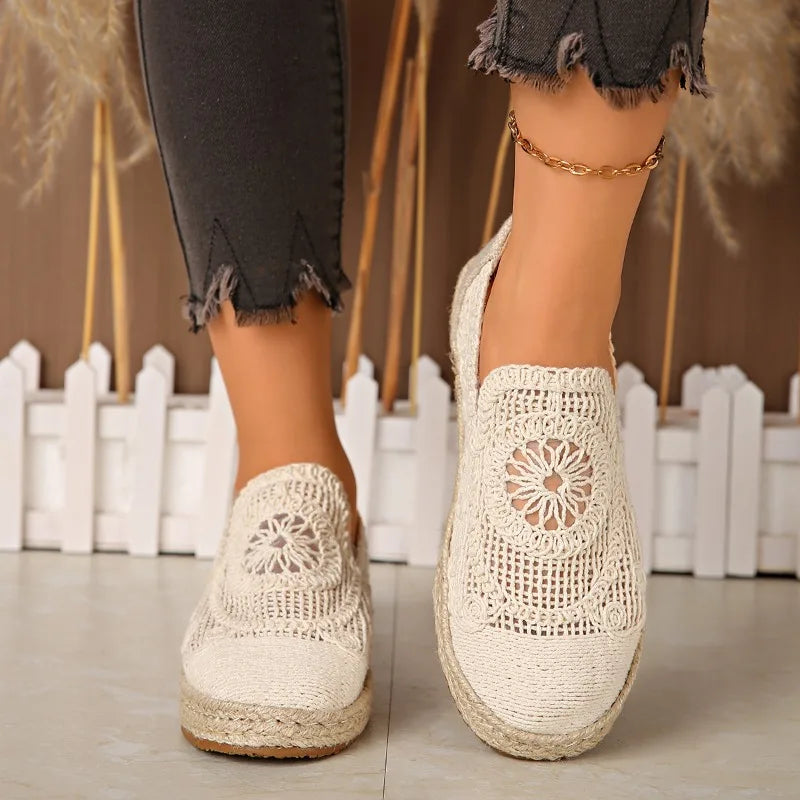 2025 New Weave Mesh Flats Shoes for Women Casual Breathable Trends Sneaker Fashion Comfort Autumn Shoes Walking Shoes