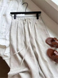High Waist Cotton Linen Women Wide Leg Pants 2025 Summer Thin Loose Casual Pants Harajuku Solid All Match Straight Trousers